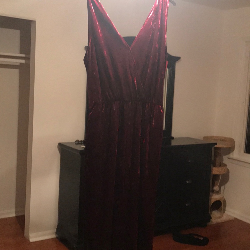Red, velvet romper